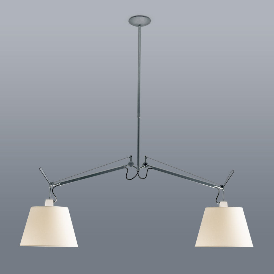 Artemide Tolomeo sospensione due bracci – Pergamen Ø 24 cm