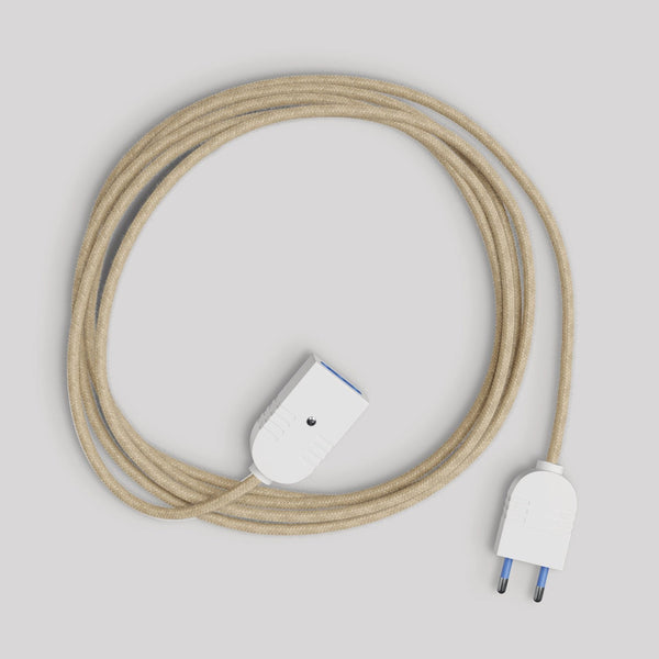 Prodlužovací kabel 2P 10A s jutovým opletem, 2x0,75 mm²