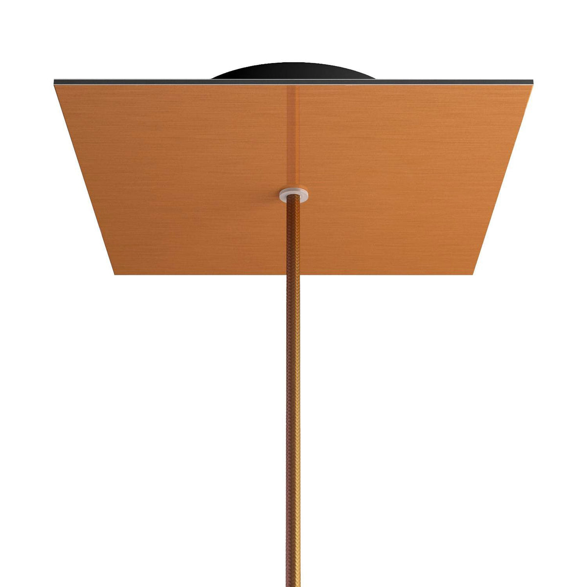 Čtvercový stropní baldachýn Rose-One System, 200 mm, kovový, Hladký měděný Dibond / Černá