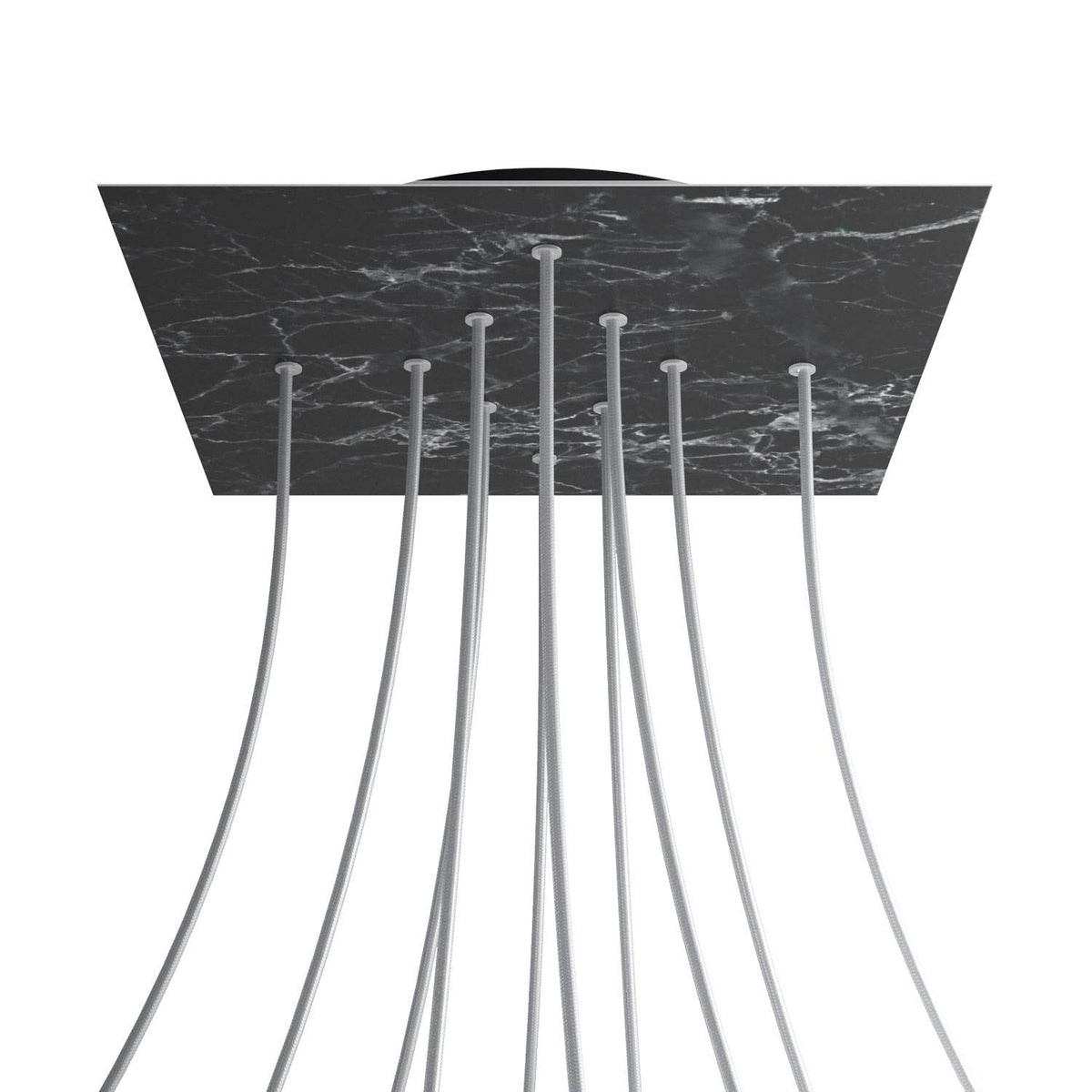 Čtvercový stropní baldachýn Rose-One System - průměr 300 mm, kovový materiál, Mramor Marquina / Černá
