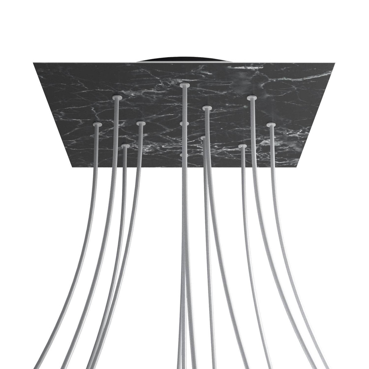 Čtvercový stropní baldachýn Rose-One System - průměr 400 mm, kovový materiál, Mramor Marquina / Černá