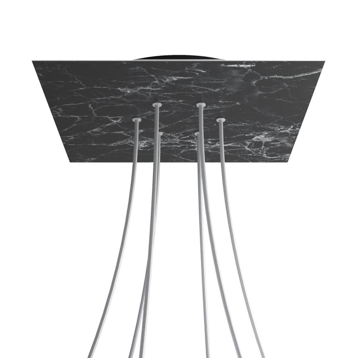 Čtvercový stropní baldachýn Rose-One System - průměr 300 mm, kovový materiál, Mramor Marquina / Černá