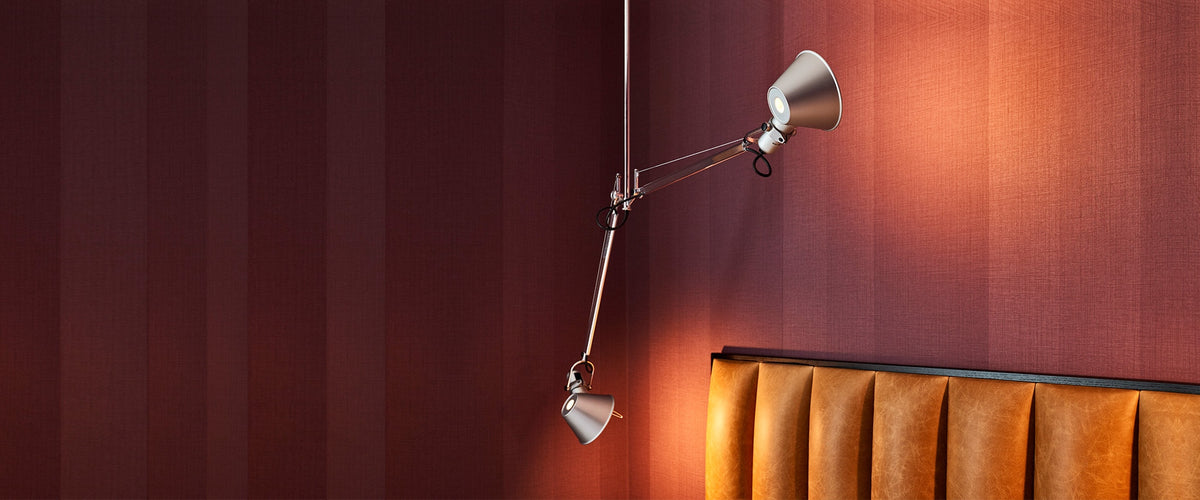 Artemide Tolomeo sospensione due bracci alluminio v interiéru